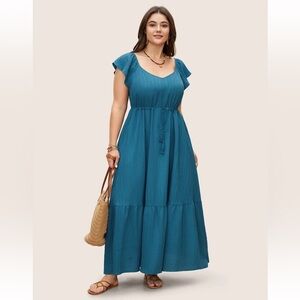 BloomChic Plus Size 2XL Texture Drawstring Tie Knot Tassels Dress us18-20